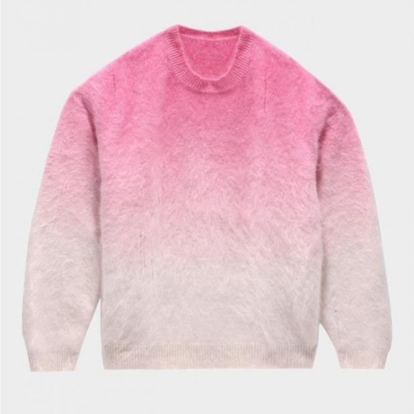 R13 Japanese Brushed Cashmere Dip Dyed Sweater - Pink Ombre. Size Medium $1855 - Picture 3 of 13